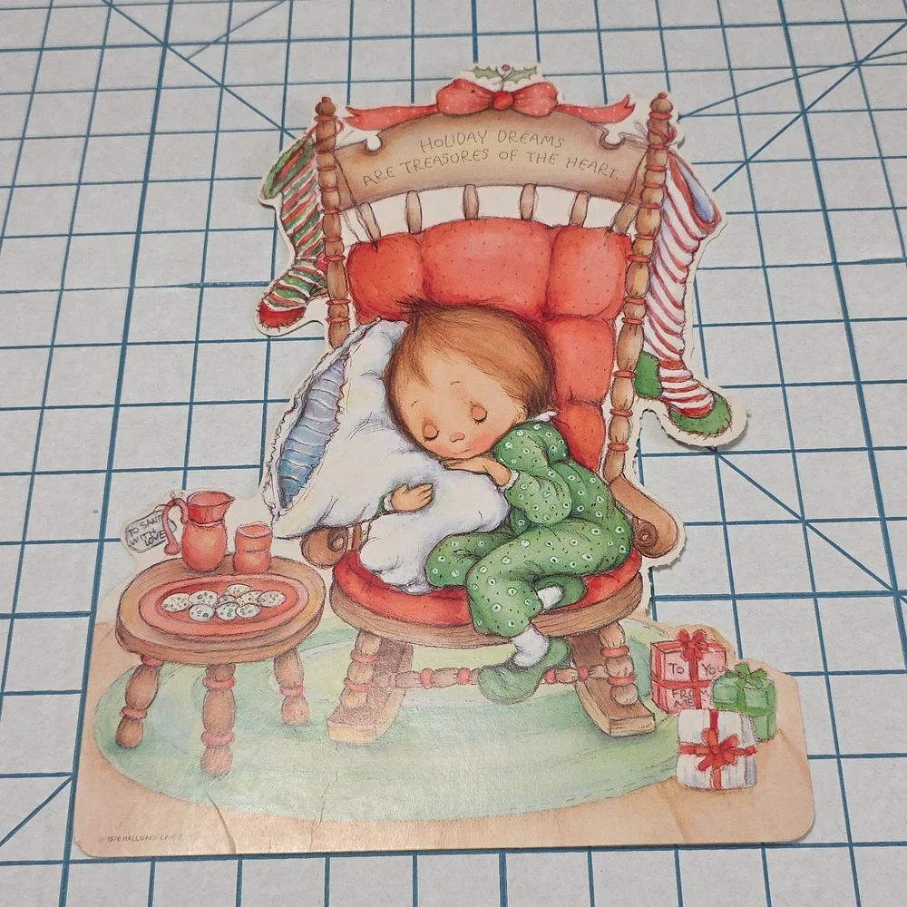 Vintage‎ Christmas Die Cut Decoration Sleeping Child 1978 Hallmark
